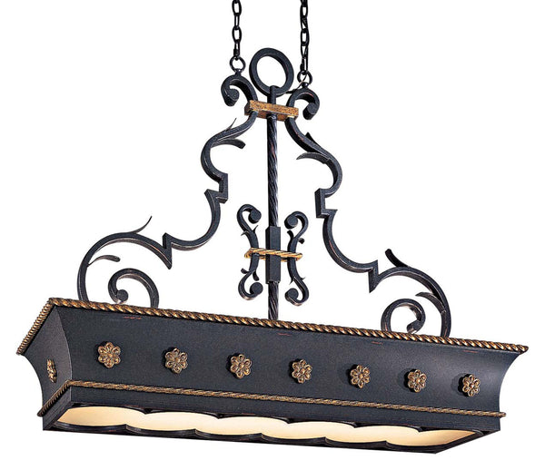 Metropolitan - N6107-20 - 12 Light Island Pendant - Montparnasse - French Coal W/ Gold Leaf Highl