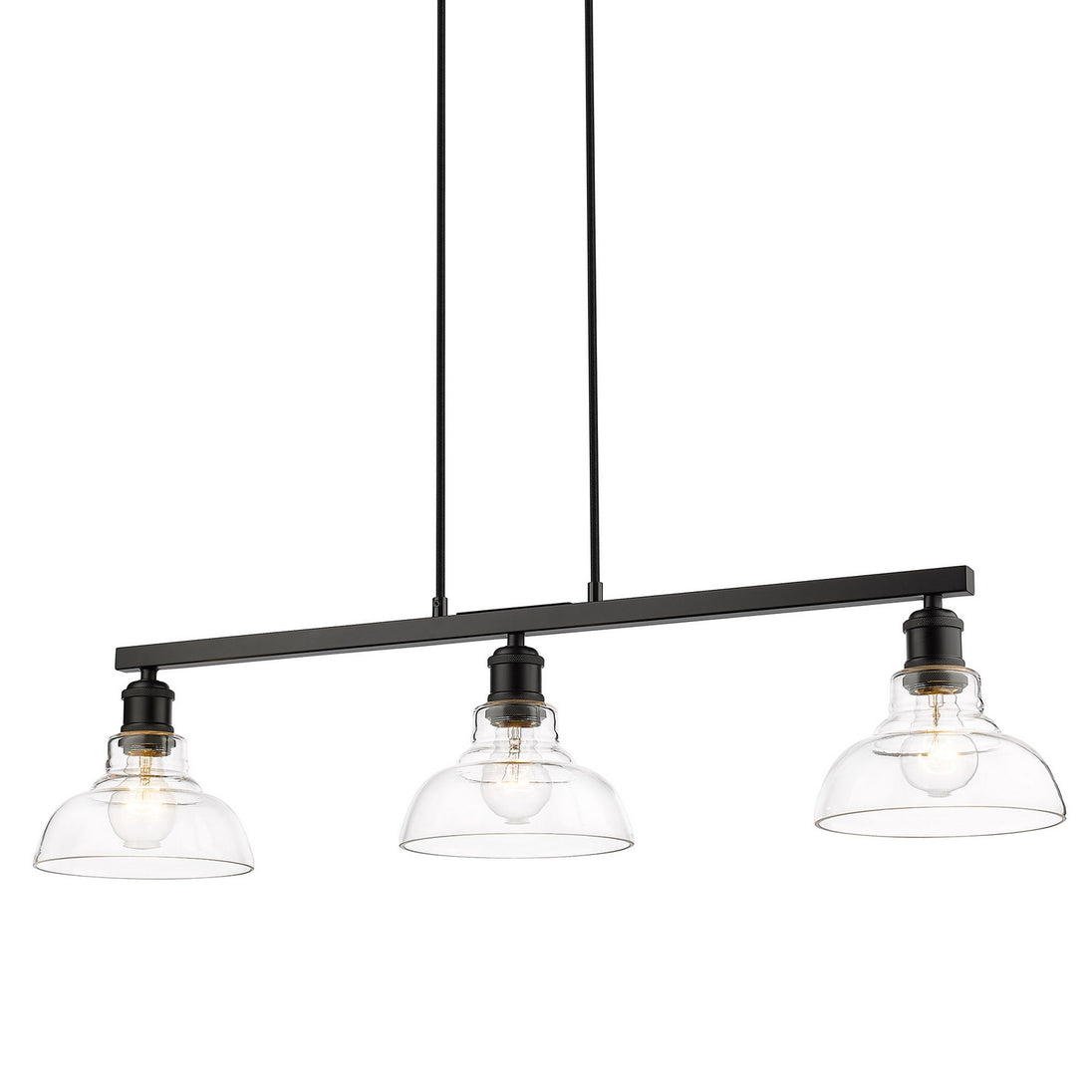 Golden - 0305-LP BLK-CLR - Three Light Linear Pendant - Carver BLK - Matte Black