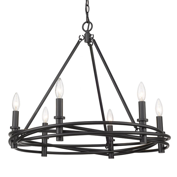 Golden - 1417-6 BLK - Six Light Chandelier - Weaver - Matte Black