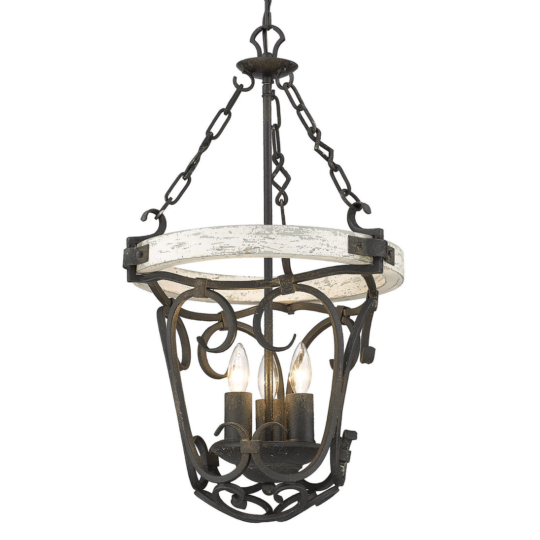 Golden - 1821-3P ABI-CDW - Three Light Pendant - Madera ABI - Antique Black Iron