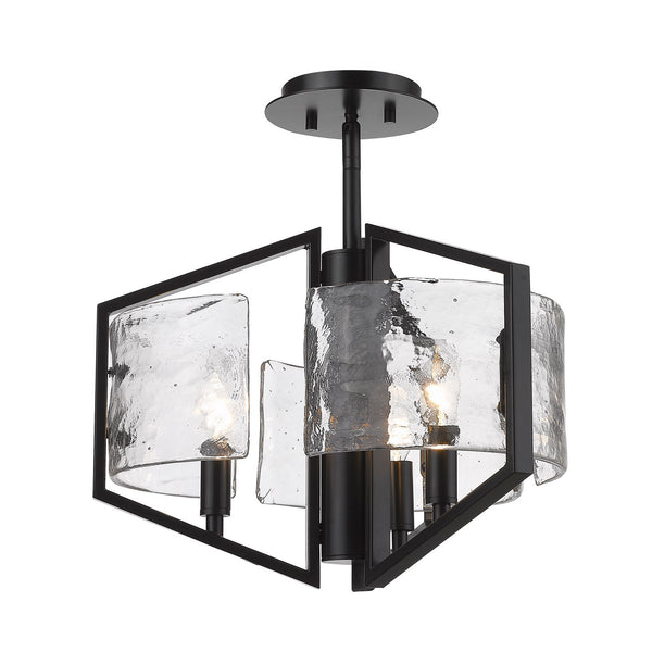 Golden - 3162-SF BLK-HWG - Three Light Semi-Flush Mount - Varsha - Matte Black