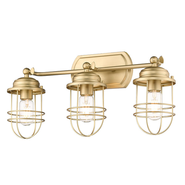 Golden - 9808-BA3 BCB - Three Light Bath Vanity - Seaport BCB - Brushed Champagne Bronze