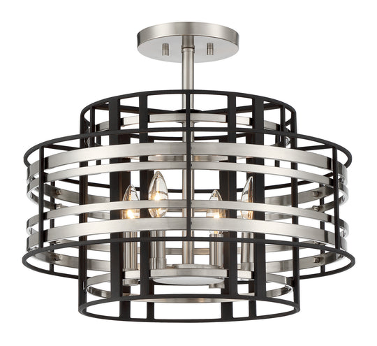 Metropolitan - N7983-420 - Four Light Semi Flush Mount - Presten - Brushed Nickel W/ Sand Coal