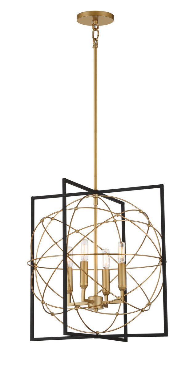 Minka-Lavery - 3914-707A - Four Light Pendant - Titans Trace - Sand Coal W/ Painted Honey Gol