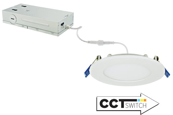 Elco Lighting - ERT41DXCT5W - 4"Led Panel Lgt 12W 800Lmn 5Cct 120-347V - All White