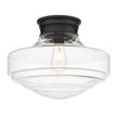 Golden - 0508-LSF BLK-CLR - One Light Semi-Flush Mount - Ingalls - Matte Black