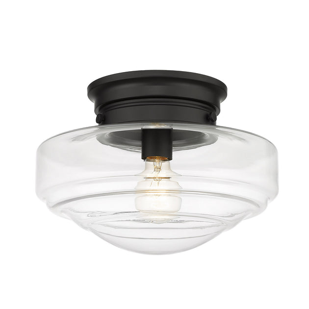 Golden - 0508-SF BLK-CLR - One Light Semi-Flush Mount - Ingalls - Matte Black