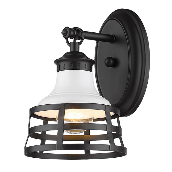 Golden - 1109-1W BLK-WHT - One Light Wall Sconce - Locklyn - Matte Black