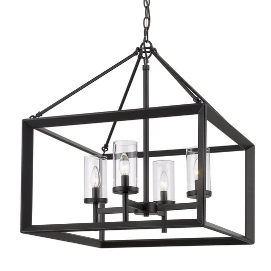 Golden - 2073-4 BLK-CLR - Four Light Chandelier - Smyth BLK - Matte Black