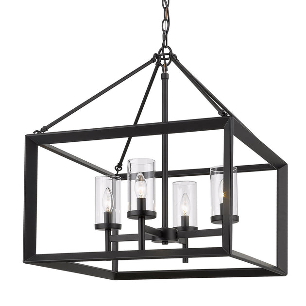 Golden - 2073-4 BLK-CLR - Four Light Chandelier - Smyth BLK - Matte Black