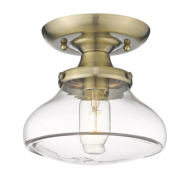 Golden - 3419-SF AB-CLR - One Light Semi-Flush Mount - Nash AB - Aged Brass