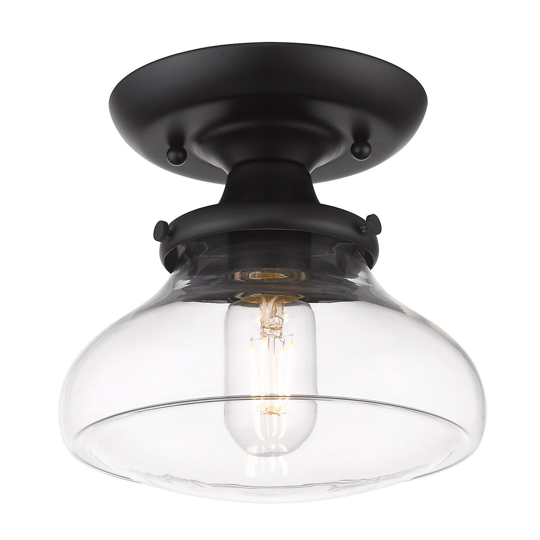 Golden - 3419-SF BLK-CLR - One Light Semi-Flush Mount - Nash - Matte Black