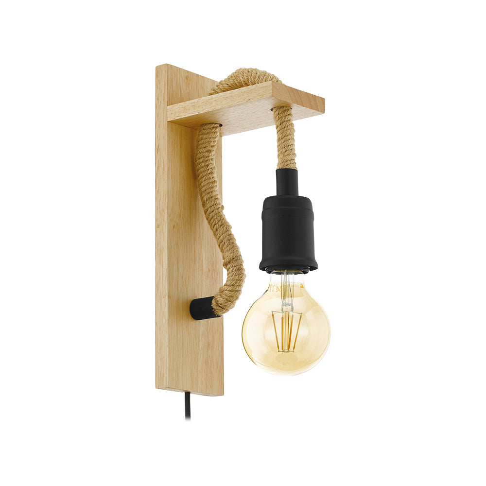 Eglo USA - 43197A - One Light Wall Sconce - Rampside - Black, Natural Wood