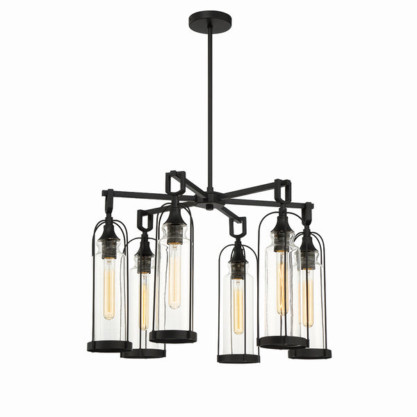 Eurofase - 42729-013 - Six Light Outdoor Chandelier - Yasmin - Satin Black