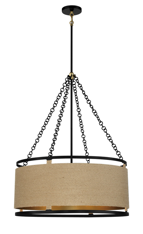 Minka-Lavery - 3866-726 - Six Light Pendant - Windward Passage - Coal And Soft Brass