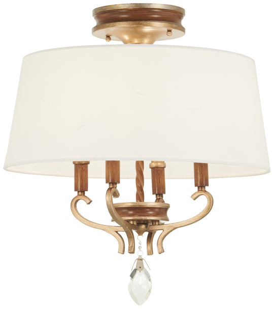 Metropolitan - N6552-690 - Four Light Semi Flush Mount - Magnolia Manor - Pale Gold W/ Distressed Bronze