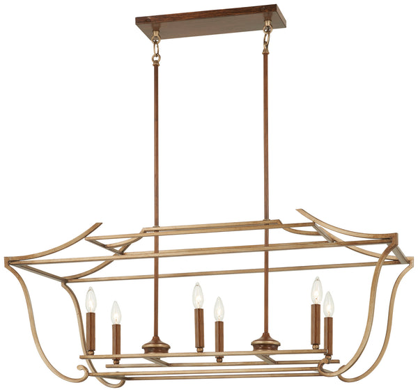 Metropolitan - N6556-690 - Six Light Island Pendant - Magnolia Manor - Pale Gold W/ Distressed Bronze