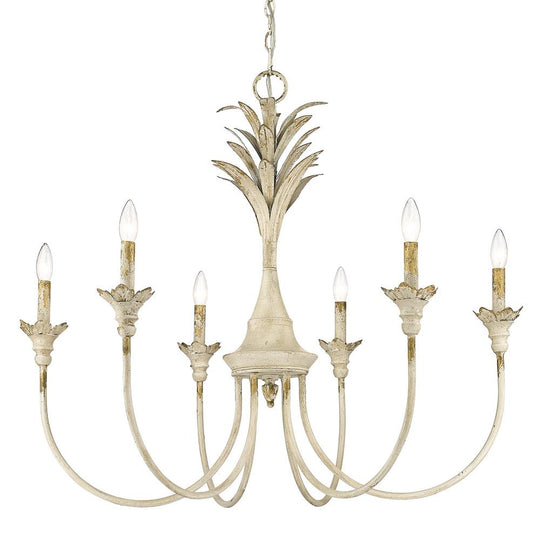 Golden - 0846-6 AI - Six Light Chandelier - Lillianne - Antique Ivory