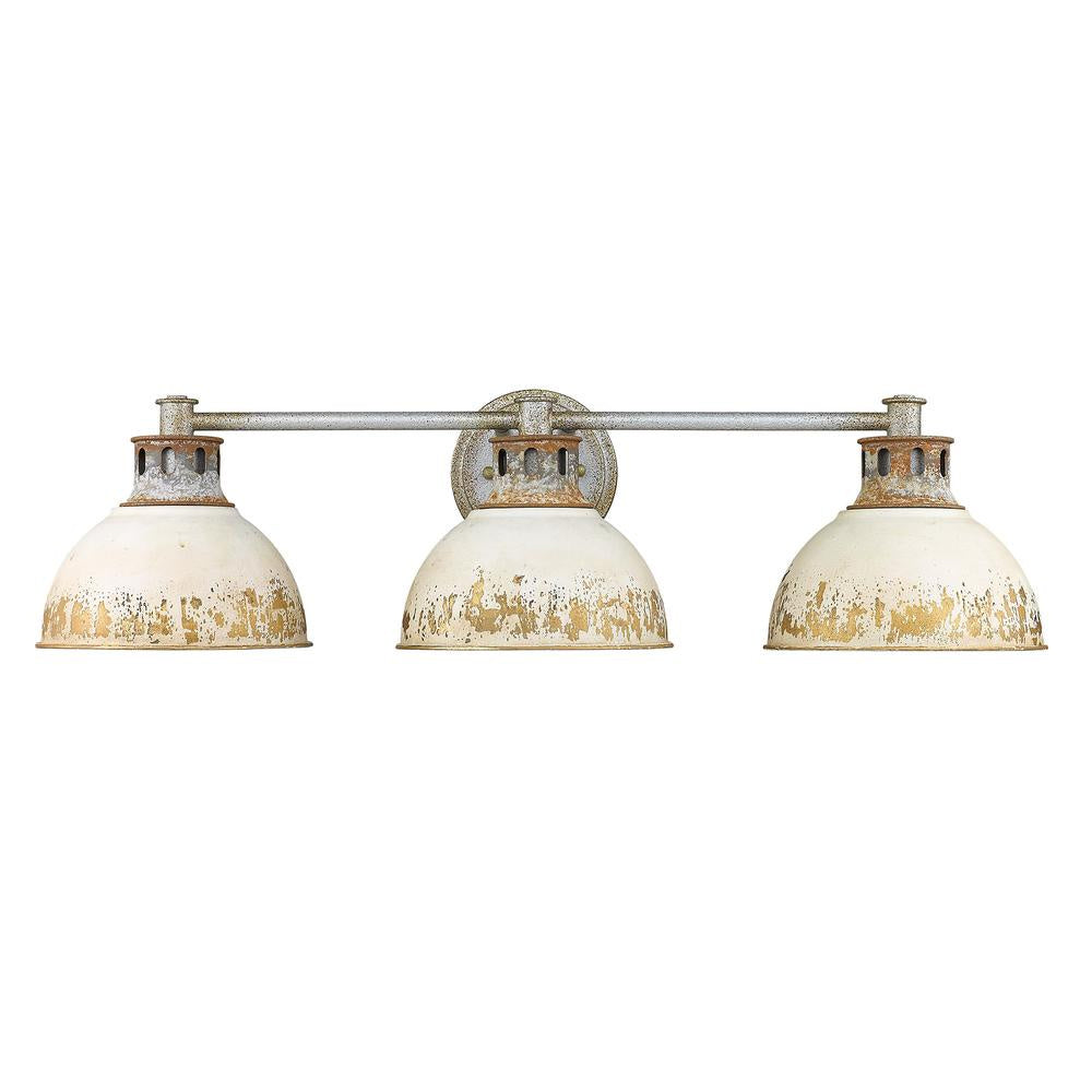 Golden - 0865-BA3 AGV-AI - Three Light Bath Vanity - Kinsley - Aged Galvanized Steel