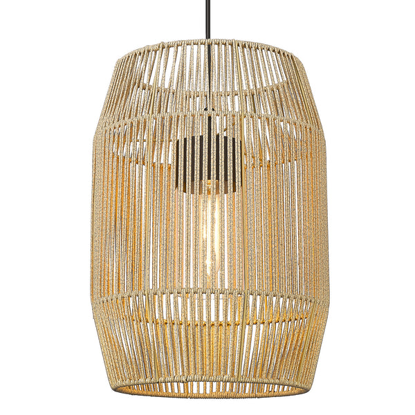 Golden - 6073-O1P NB-SS - One Light Outdoor Pendant - Seabrooke - Natural Black