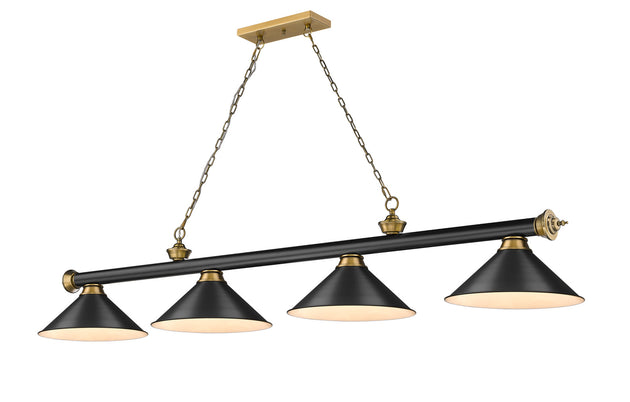 Z-Lite - 2306-4MB-RB-MB15 - Four Light Billiard - Cordon - Matte Black / Rubbed Brass