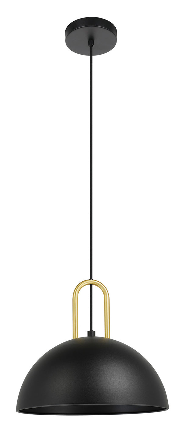 Eglo USA - 99693A - One Light Pendant - Calmanera - Structured Black w/ Brushed Brass Accents