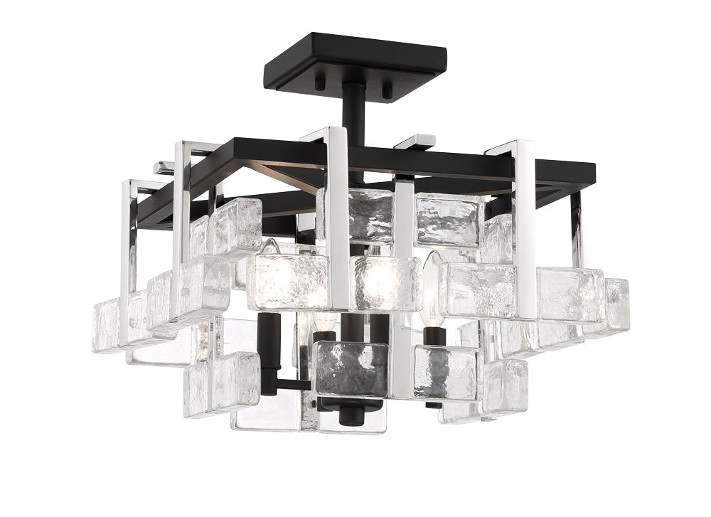 Metropolitan - N7544-729 - Four Light Semi Flush Mount - Painesdale - Sand Coal And Polished Nickel