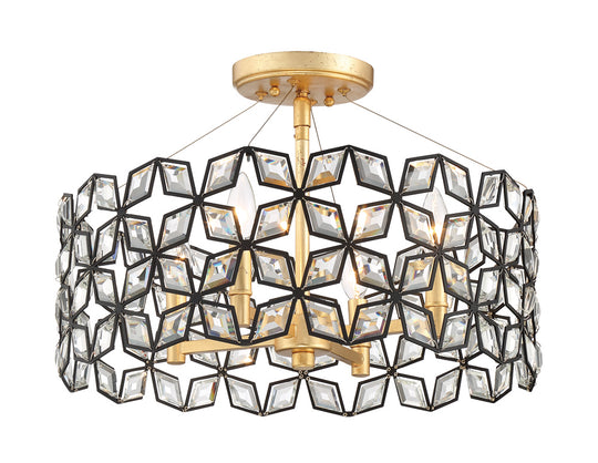 Metropolitan - N7843-711 - Four Light Semi Flush Mount - Brookcrest - Sand Coal W/ Gold Leaf