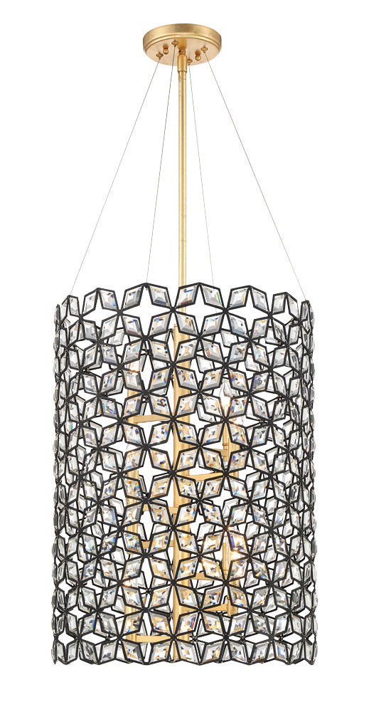 Metropolitan - N7847-711 - Eight Light Foyer Pendant - Brookcrest - Sand Coal W/ Gold Leaf