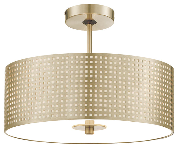 George Kovacs - P5747-695 - Three Light Semi Flush Mount - Grid - Soft Rass