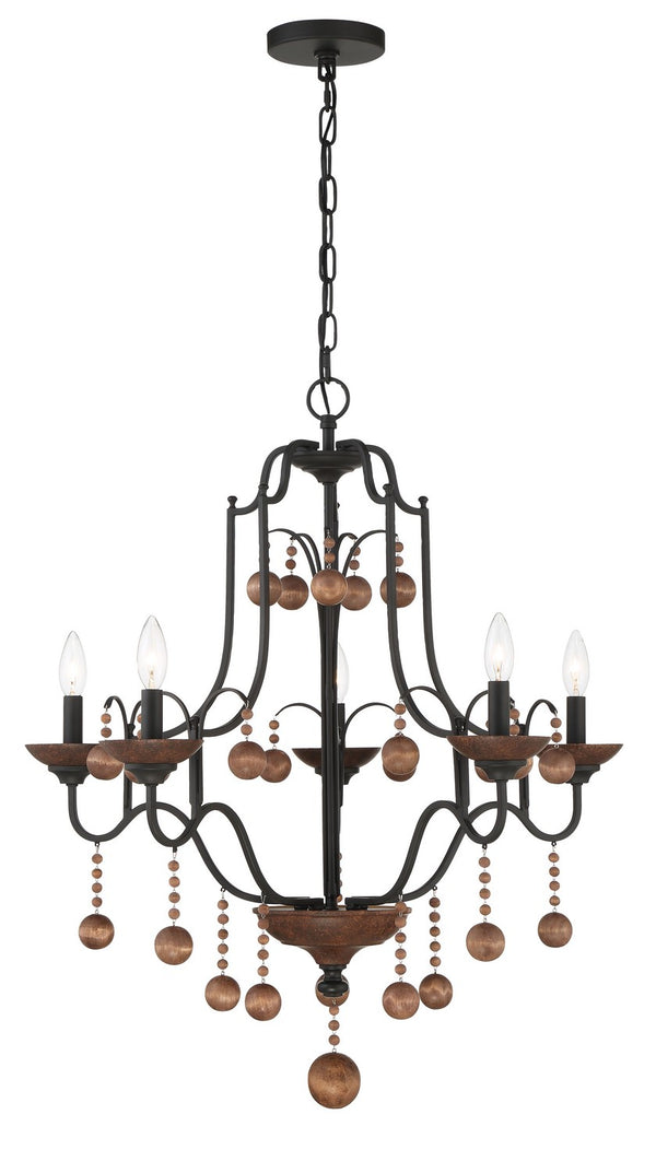 Minka-Lavery - 2665-723 - Five Light Chandelier - Colonial Charm - Old World Bronze W/Walnut Acce