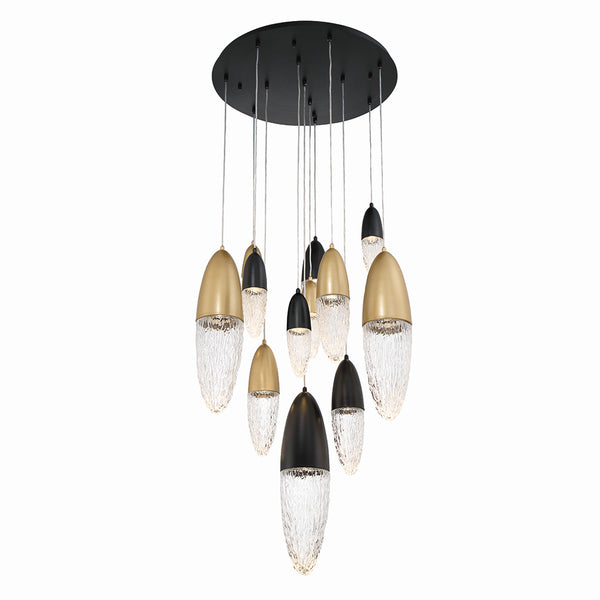 Eurofase - 43859-041 - 12 Light Chandelier - Ecrou - Mixed Black / Brass