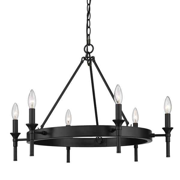 Golden - 1020-6 BLK - Six Light Chandelier - Edinburgh - Matte Black