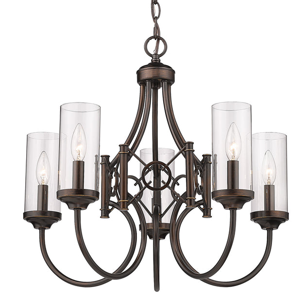 Golden - 3718-5 CDB-CLR - Five Light Chandelier - Quincy - Cordoban Bronze