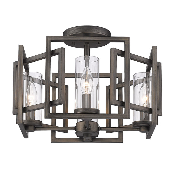 Golden - 6068-FM GMT - Four Light Flush Mount - Marco BLK - Gunmetal Bronze