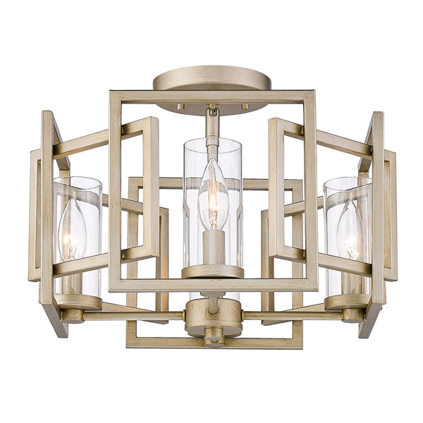 Golden - 6068-FM WG - Four Light Flush Mount - Marco BLK - White Gold