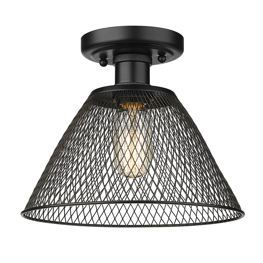 Golden - 0304-SF BLK - One Light Semi-Flush Mount - Carver BLK - Matte Black