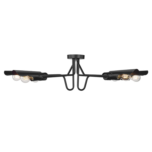 Golden - 1040-6SF BLK - Six Light Semi-Flush Mount - Newton - Matte Black