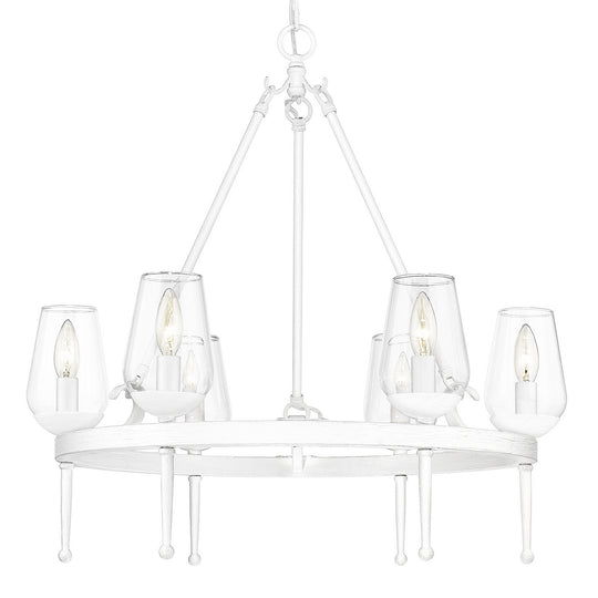 Golden - 1210-6 TWP - Six Light Chandelier - Regent - Textured White Plaster