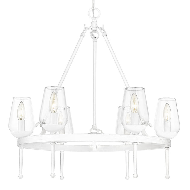 Golden - 1210-6 TWP - Six Light Chandelier - Regent - Textured White Plaster