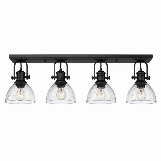 Golden - 3118-4SF BLK-SD - Four Light Semi-Flush Mount - Hines BLK - Matte Black