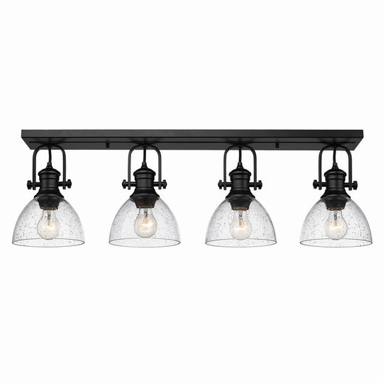 Golden - 3118-4SF BLK-SD - Four Light Semi-Flush Mount - Hines BLK - Matte Black