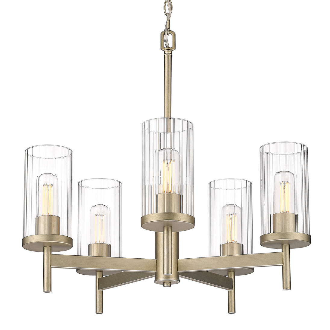 Golden - 7011-5 WG-CLR - Five Light Chandelier - Winslett WG - White Gold