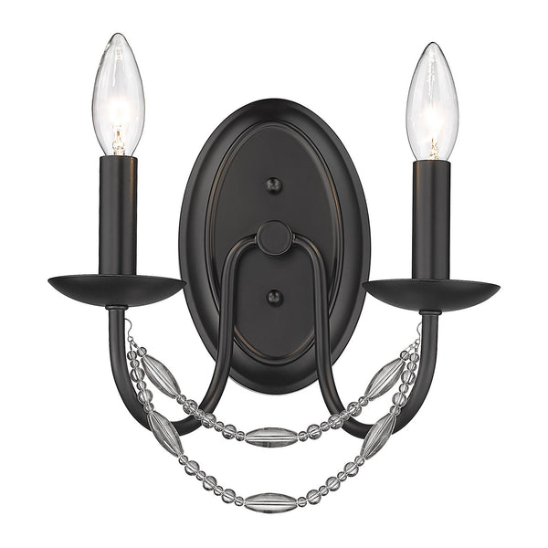 Golden - 7644-2W BLK - Two Light Wall Sconce - Mirabella BLK - Matte Black