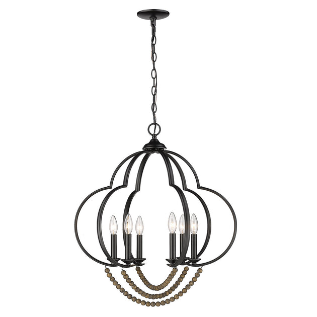 Golden - 8320-6P BLK-EWB - Six Light Pendant - Flori - Matte Black