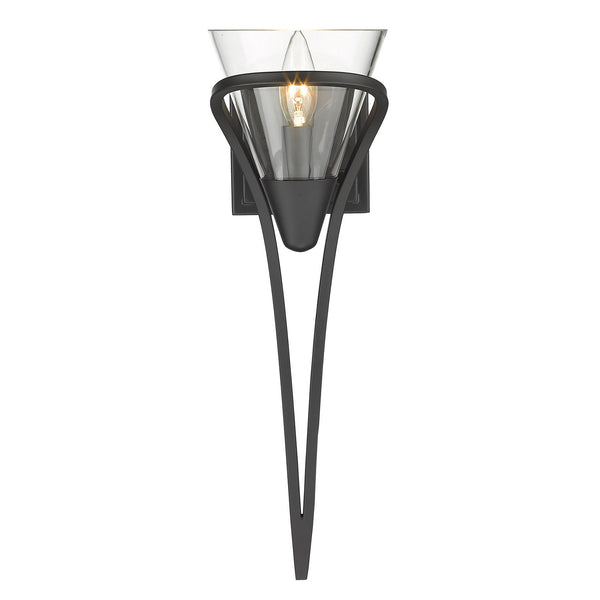 Golden - 1648-1W BLK-CLR - One Light Wall Sconce - Olympia - Matte Black