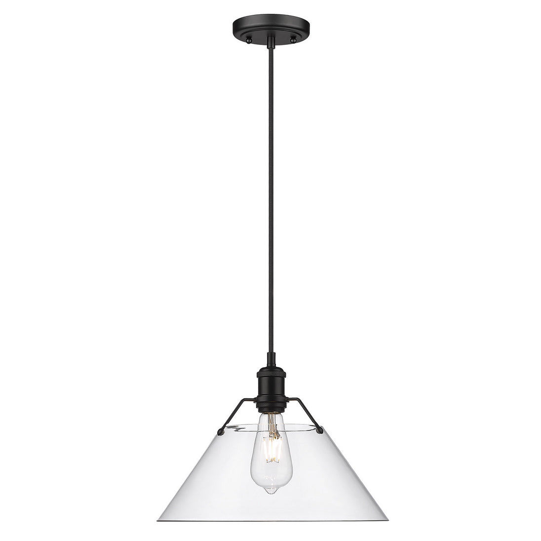 Golden - 3306-L BLK-CLR - One Light Pendant - Orwell BLK - Matte Black