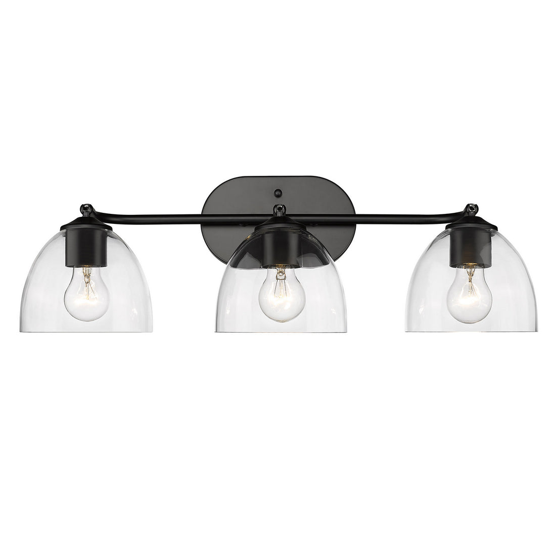 Golden - 6958-3SF BLK-BLK-CLR - Three Light Semi-Flush Mount - Roxie - Matte Black