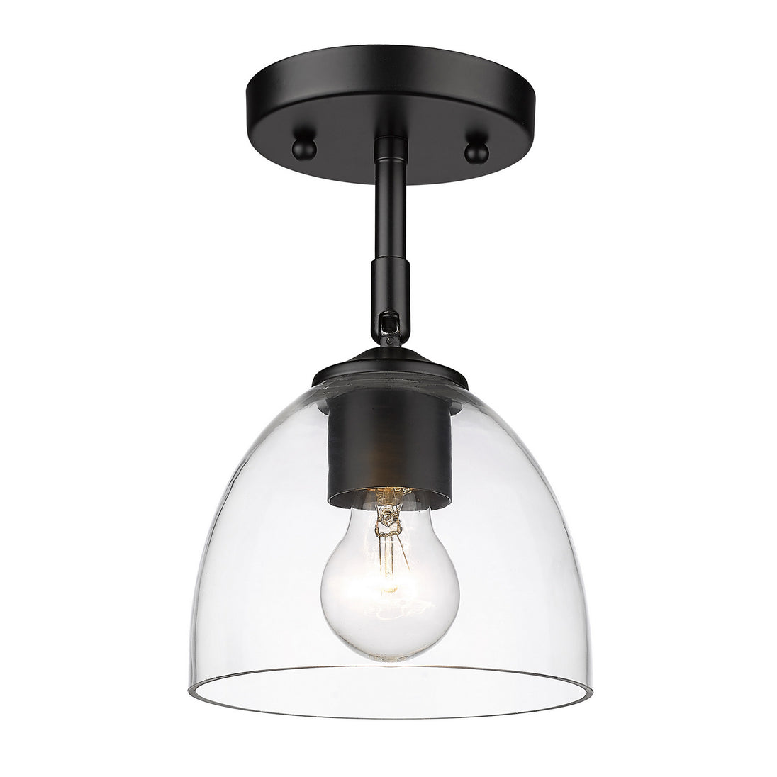 Golden - 6958-SF BLK-BLK-CLR - One Light Semi-Flush Mount - Roxie - Matte Black