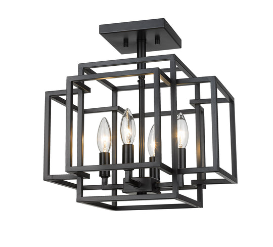 Z-Lite - 454SF-MB - Four Light Semi Flush Mount - Titania - Matte Black